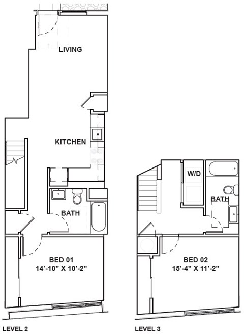A floor plan shows two levels of a home with labeled rooms such as a kitchen and two bedrooms.